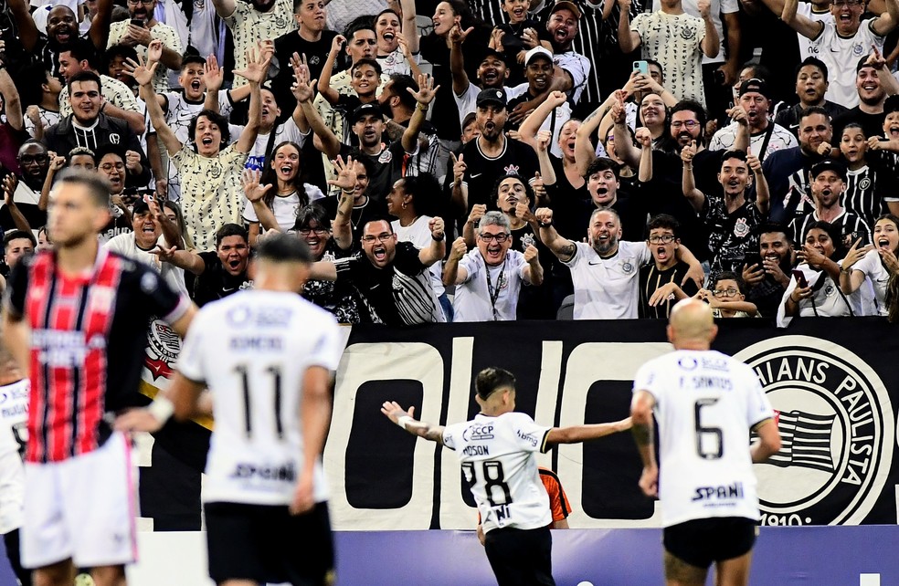Corinthians x Botafogo-SP, comemoração do gol de Adson — Foto: Marcos Ribolli