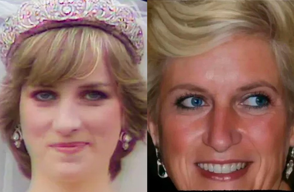 Princesa Diana — Foto: Reprodução/Globoplay e Reprodução/Hidreley Diao