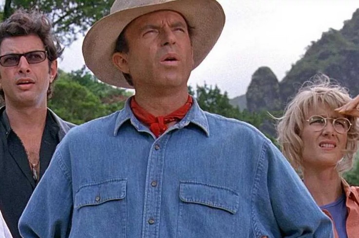Laura Dern, Sam Neill e Jeff Goldblum em cena de Jurassic Park (1993) (Foto: Reprodução)