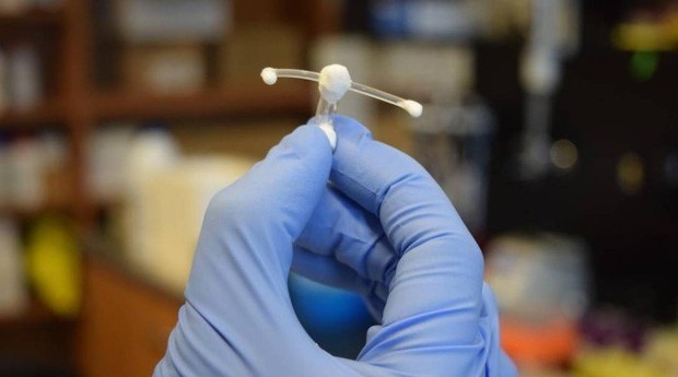 O implante desenvolvido pelos pesquisadores do Canadá: dispositivo foi inspirado por imunidade natural que algumas pessoas têm contra o vírus   (Foto: Divulgação)