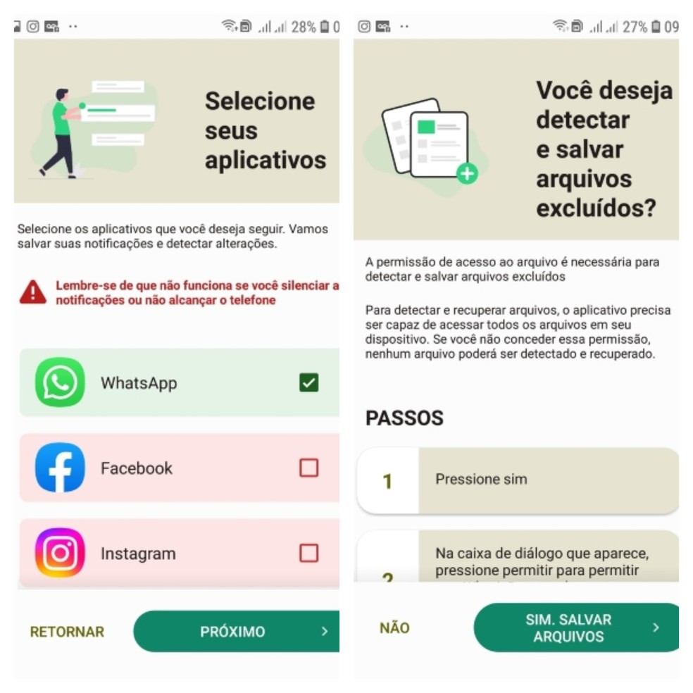 O WhatisRemoved+ funciona em outros aplicativos, como o WhatsApp Business — Foto: Reprodução/Gisele Souza