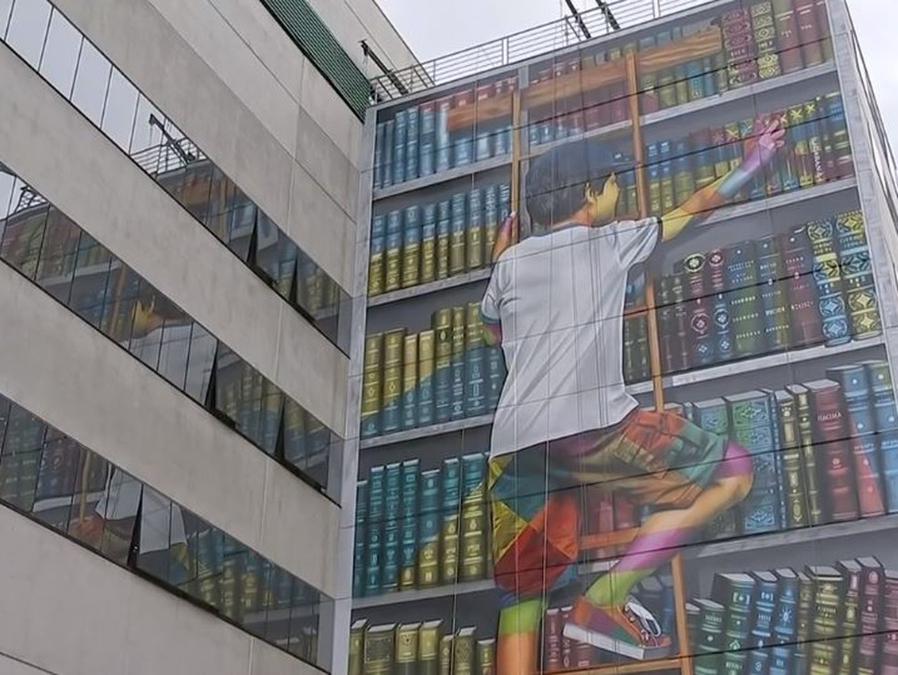 Mural feito por Eduardo Kobra em Sorocaba (SP) — Foto: Reprodução/ TV TEM 