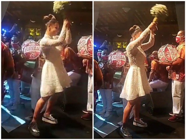 Viviane Araújo joga buquê em festa de casamento (Foto: Reprodução/Instagram)