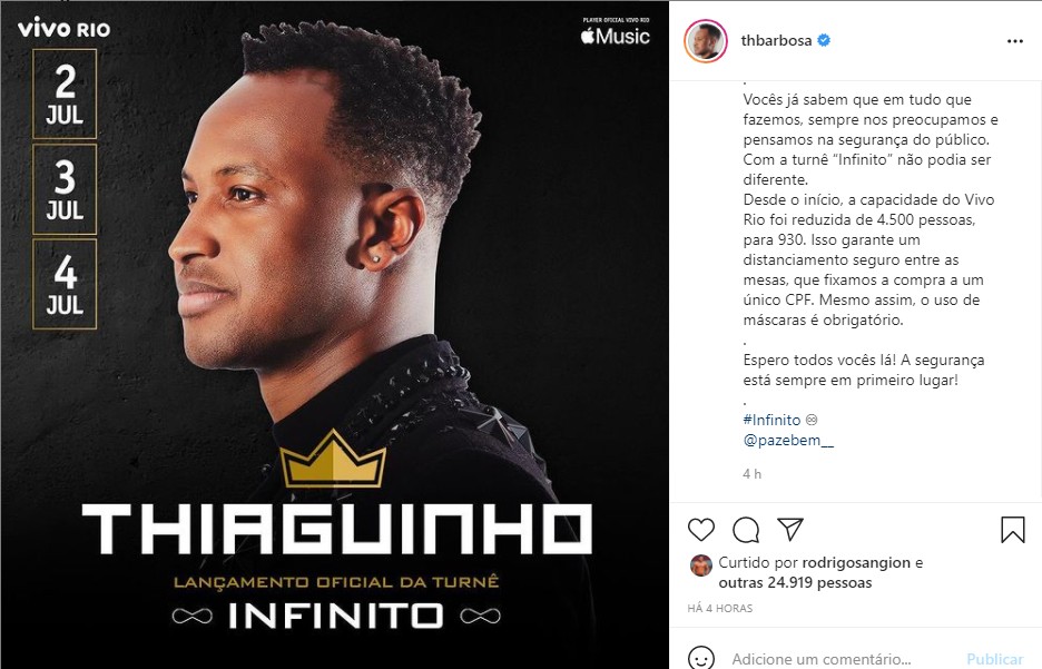 O post de Thiaguinho (Foto: Reprodução Instagram)