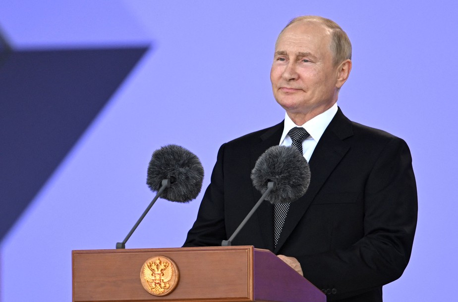 Putin discursa durante cerimônia de abertura do Fórum Exército 2022 em Kubinka, nos arredores de Moscou