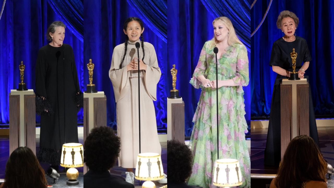 Frances McDormand, Chloé Zhao, Emerald Fennel e Youn Yuh-jung: Mulheres vencedoras do Oscar 2021 (Foto: Getty Images)