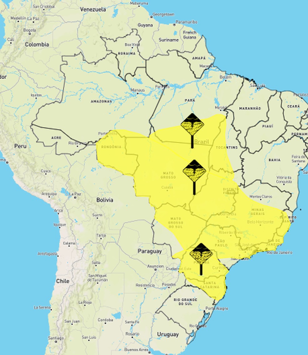 Alerta amarelo para Rondônia entre 9 e 10 de outubro  — Foto: Reprodução/Inmet