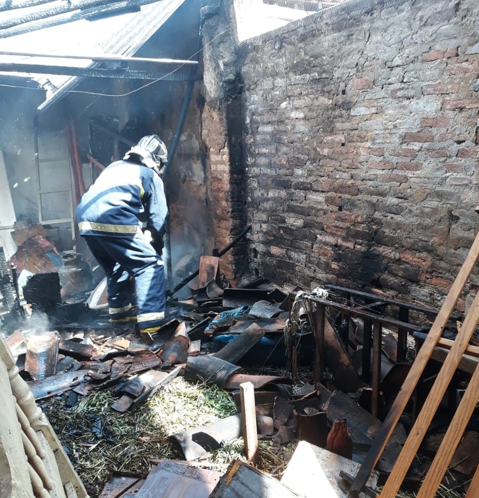 Fogo ficou concentrado no quintal da residência, em Penedo — Foto: Divulgação/Corpo de Bombeiros