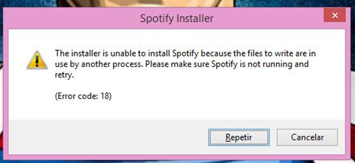 Spotify error code 18 é uma falha de instalação do Windows (Reprodução/Carol Danelli)