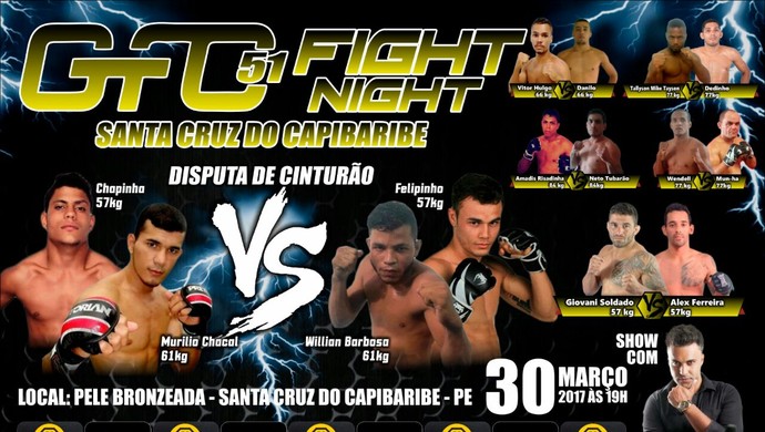 MMA Com disputa de cintur o GFC 51 ser em Santa Cruz do Capibaribe