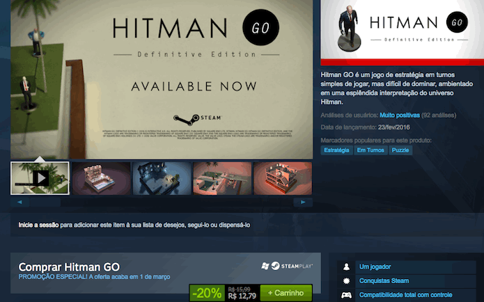 Hitman Go: baixe o jogo de estratégia no PC (Foto: Reprodução/Victor Teixeira)