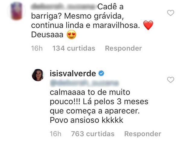 Resposta de Isis Valverde (Foto: Reprodução / Instagram)