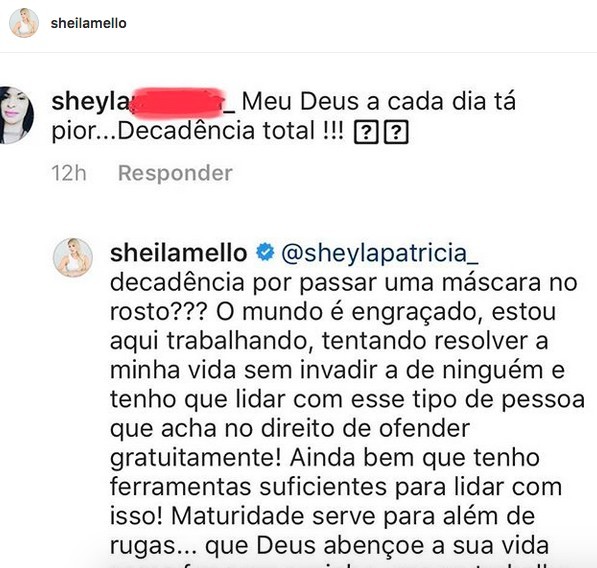 resposta de Sheila Mello  (Foto: reprodução Instagram)