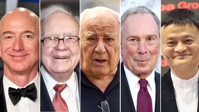 Eles estão na lista de pessoas mas ricas do mundo da revista Forbes, mas começaram as carreiras com trabalhos bem modestos. Um deles trabalhou fazendo hambúrgueres do McDonald's (Foto: Getty Images/BBC)