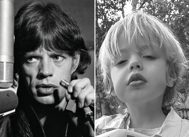 Mick Jagger e o filho caçula,  Deveraux Jagger (Foto: Reprodução @mickjagger e Reprodução Instagram)