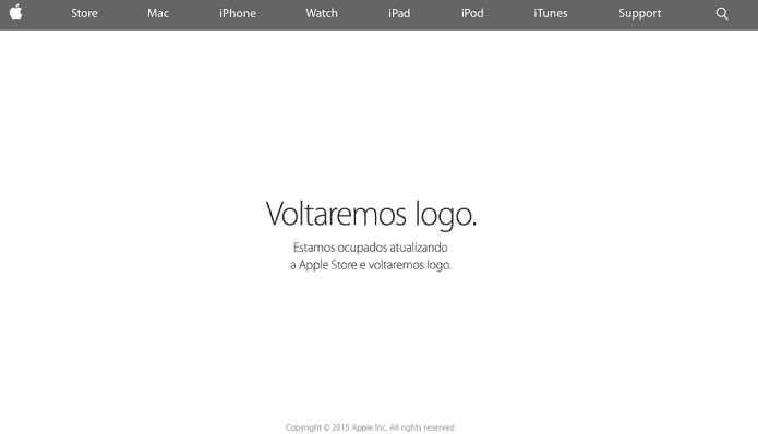 Loja da Apple est? offline, em manuten??o (Foto: Reprodu??o/Thiago Barros)