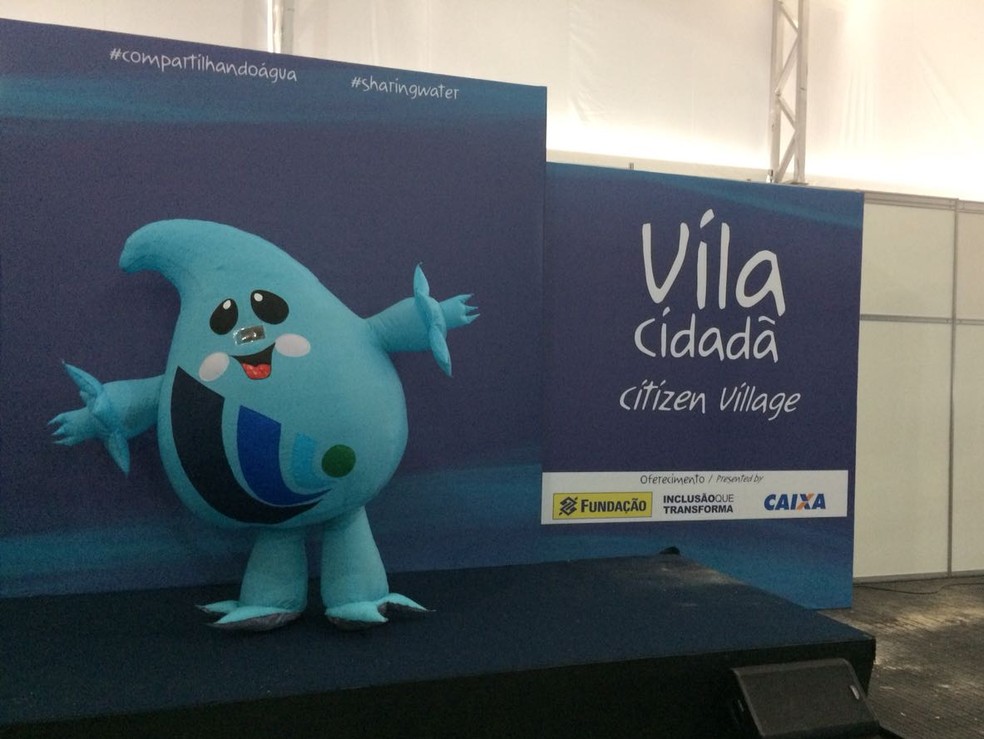 Gotita, mascote do Fórum Mundial da Água (Foto: Wellington Hanna/TV Globo)