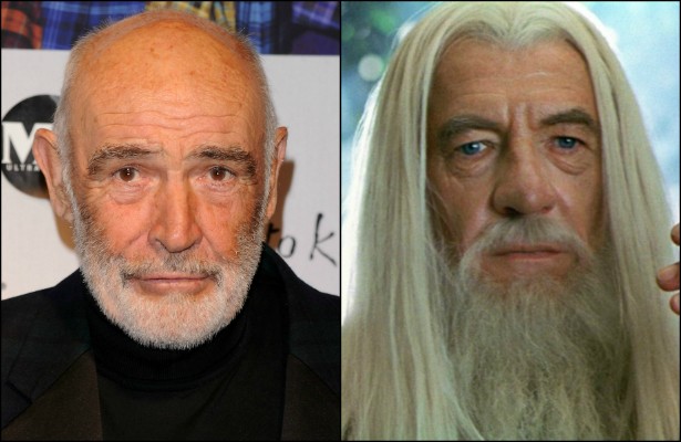 O veterano Sean Connery (à esq.) não gostou da ideia de fazer o Gandalf da trilogia de 'O Senhor dos Anéis', então acabou 