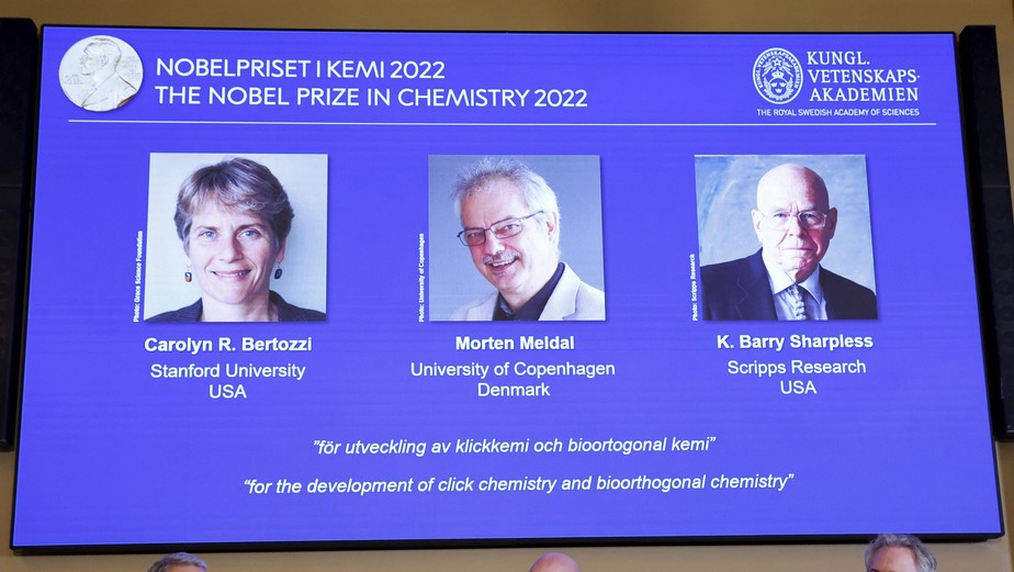 Nobel de Química de 2022 é dado a pesquisadores que criaram método de construção de moléculas