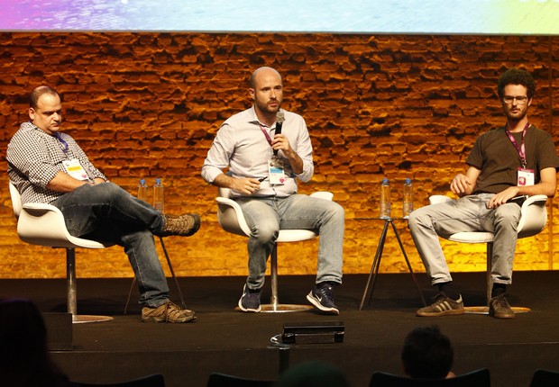 Gilberto Sarfati, da fGV, Igor Tasic, da Startu Europe Week, e Ciro Echesortu, da NXTPLabs (Foto: Ricardo Cardoso/Editora Globo)