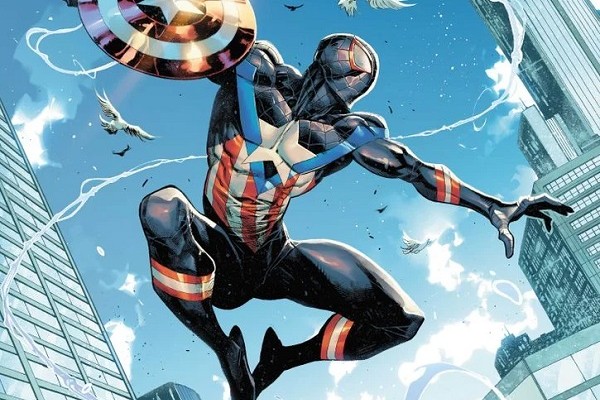 O Homem-Aranha com uniforme inspirado na vestimenta do Capitão América em homenagem aos 80 anos do líder dos Vingadores (Foto: Divulgação)