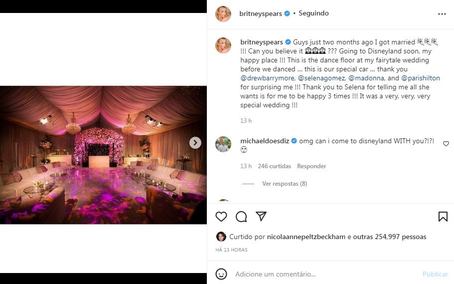 Britney Spears e Sam Asghari se casaram em 9 de junho em Thousand Oaks (Foto: Reprodução / Instagram)
