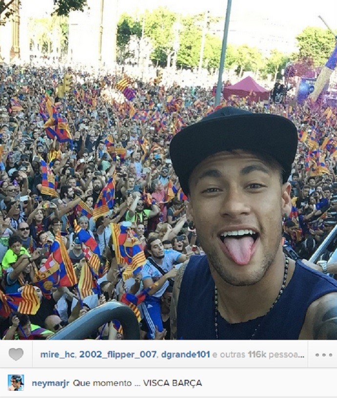 Neymar celebra título em Barcelona (Foto: Reprodução Instagram)