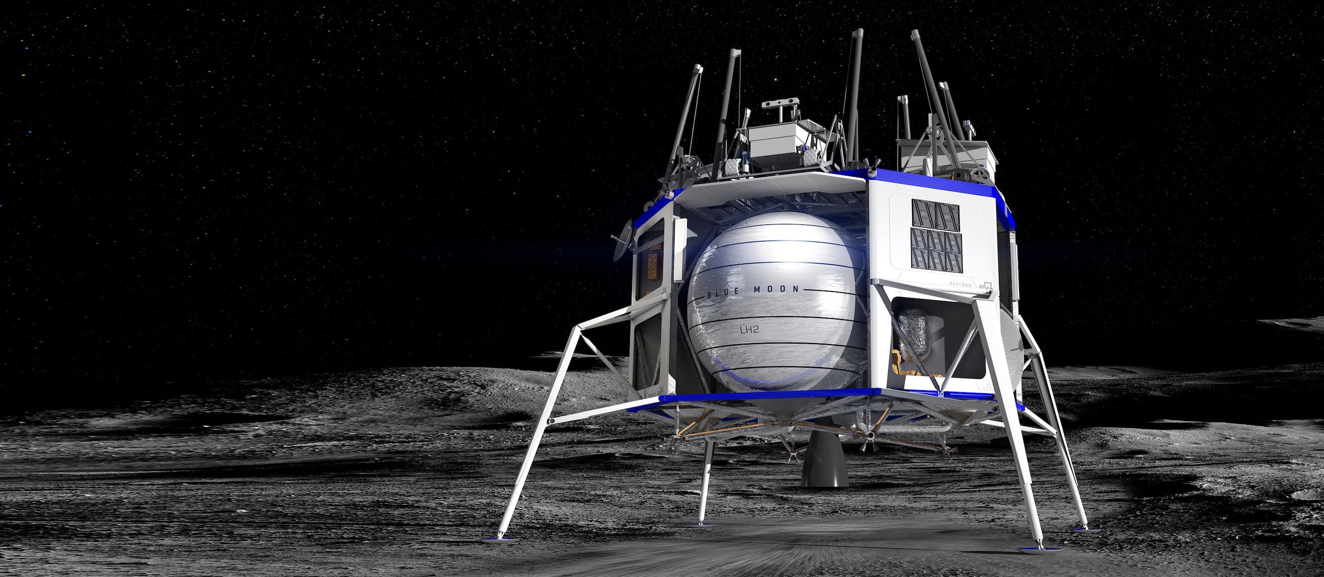 Veículo espacial Blue Moon, da Blue Origin, pode levar astronautas para a Lua (Foto: Divulgação/Blue Origin)