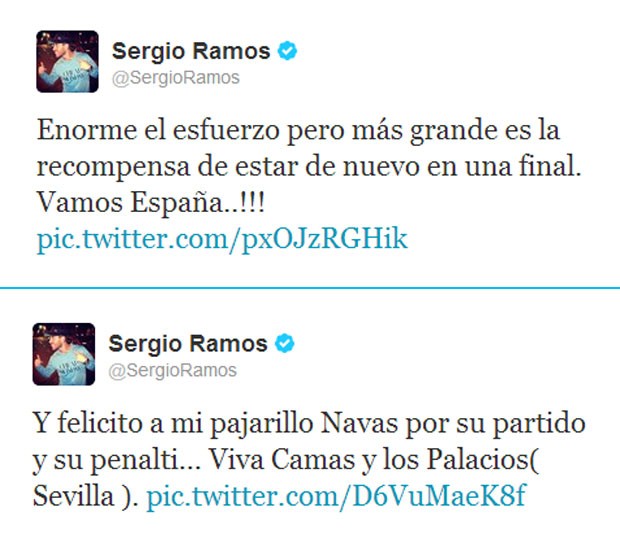 Post Twitter Espanha - Sergio Ramos (Foto: Reprodução/Twitter)