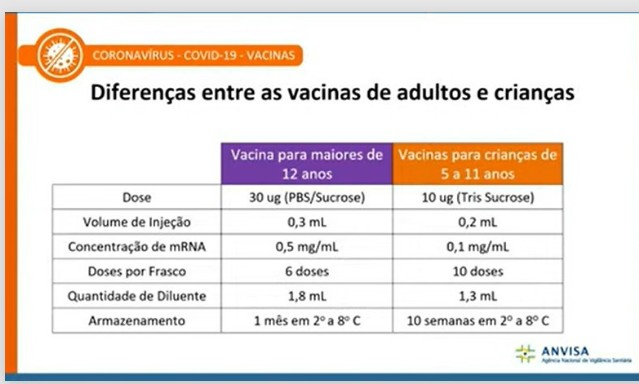 Comparação da vacina de crianças e adultos (Foto: Reprodução YouTube )