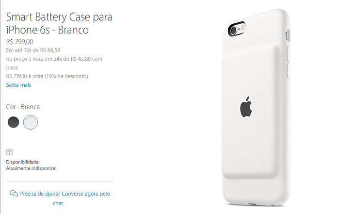 Smart Battery Case aparece na Apple Store brasileira (Foto: Felipe Alencar/TechTudo) 