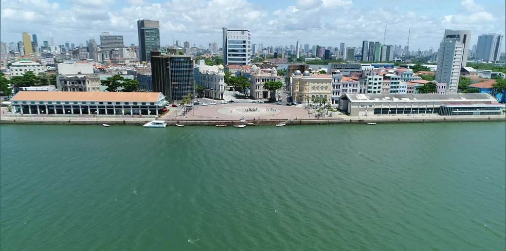 Vista do Marco Zero e do Bairro do Recife — Foto: Reprodução/TV Globo