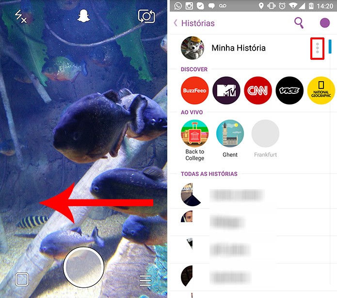 Snapchat pode salvar história de cada vez, caso o usuário prefira (Foto: Reprodução/Elson de Souza)