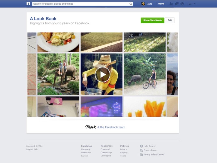 Facebook mostra botão "edit" em imagem do Look Back (Foto: Divulgação/TechTudo)