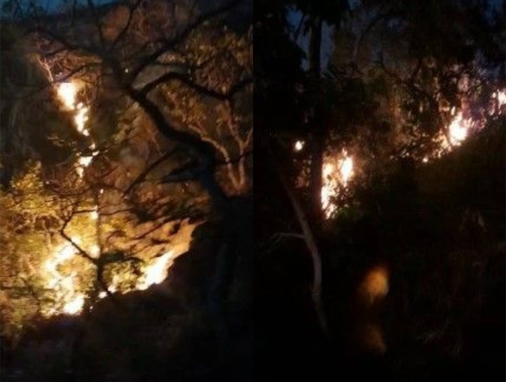 Incêndio na Serra de Santo Antônio, no Piauí. — Foto: Divulgação /Jéssica Melo.