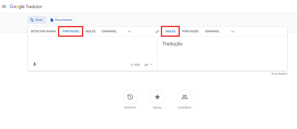 Seu nome em inglês: selecionando idiomas no tradutor do Google — Foto: Reprodução/Rodrigo Fernandes