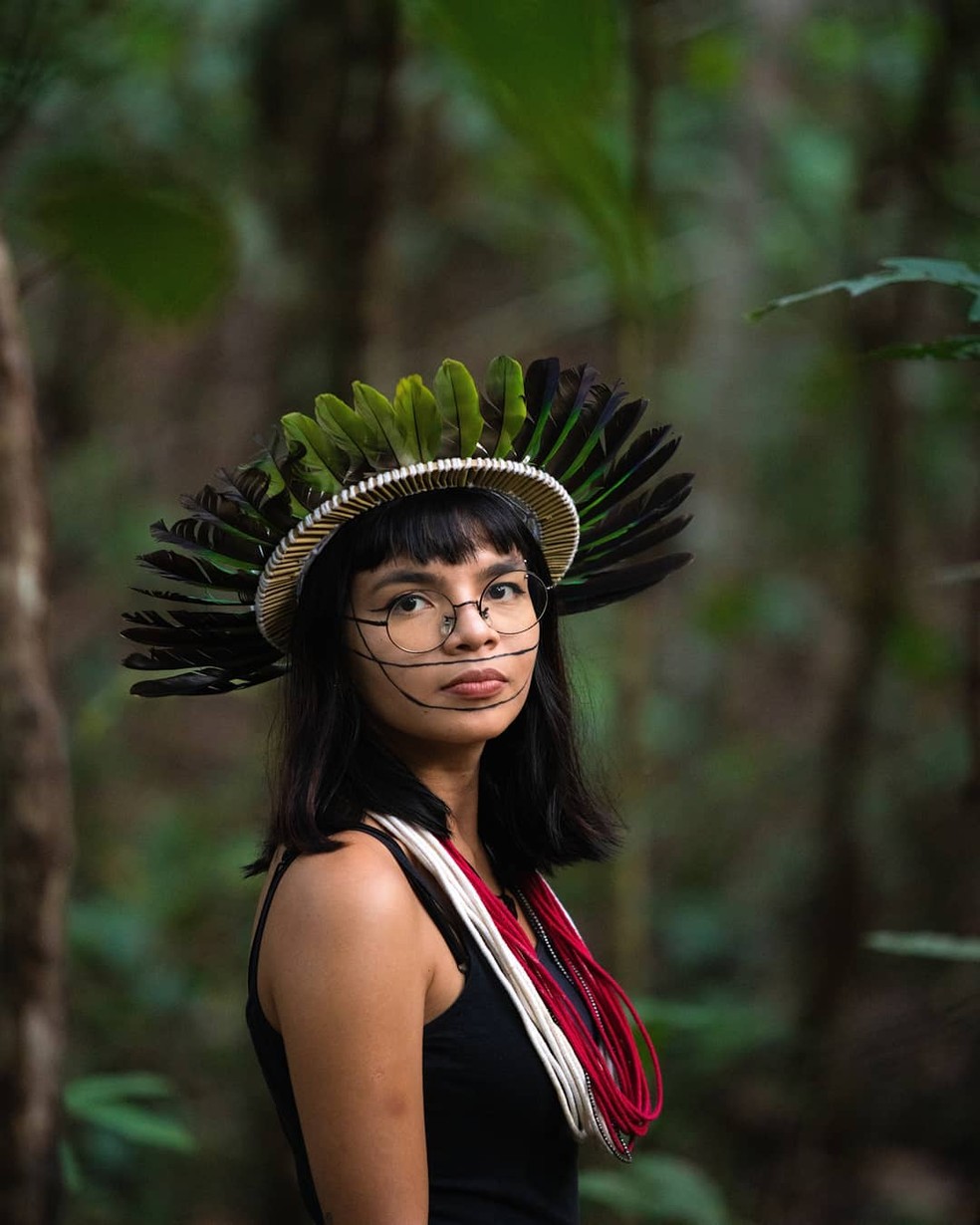 Txai Suruí, indígena de Rondônia, foi a única brasileira a discursar na abertura da COP26 — Foto: Gabriel Uchida/Arquivo pessoal