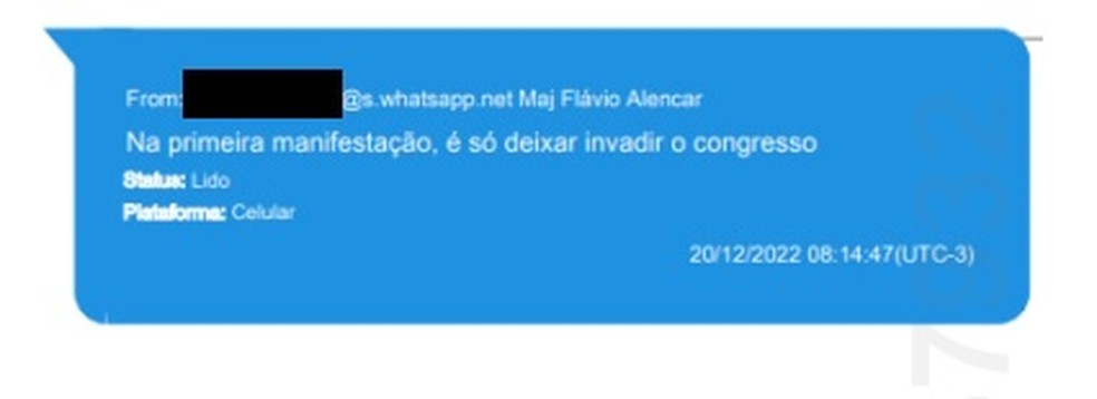Mensagem do Major Flávio Alencar após a diplomação do presidente Lula — Foto: Reprodução