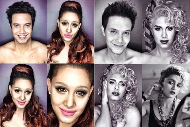 As versões do apresentador para as cantoras Ariana Grande e Madonna (Foto: Reprodução / Instagram)