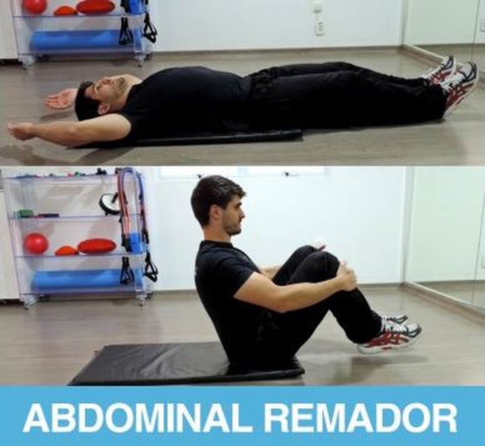 Aprenda a fazer abdominal remador — Foto: Reprodução/Personare