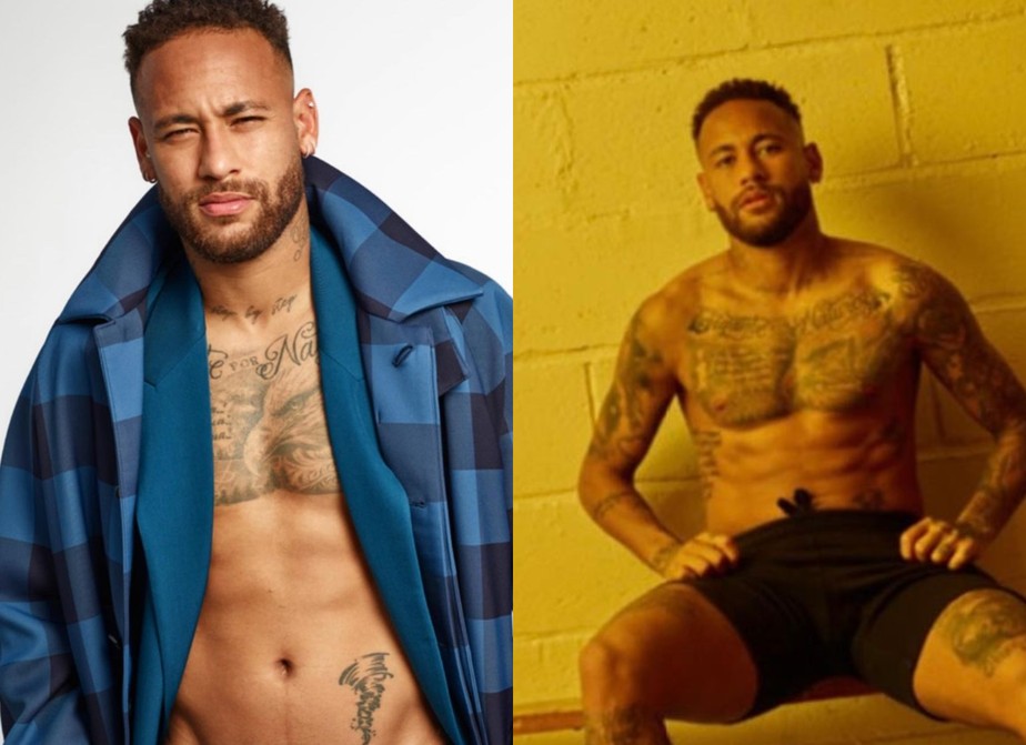 Neymar arranca suspiros ao compartilhar fotos sem camisa: Jogador e modelo