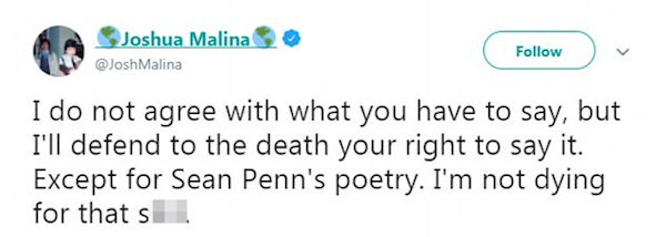 Uma crítica ao poema do ator Sean Penn (Foto: Twitter)