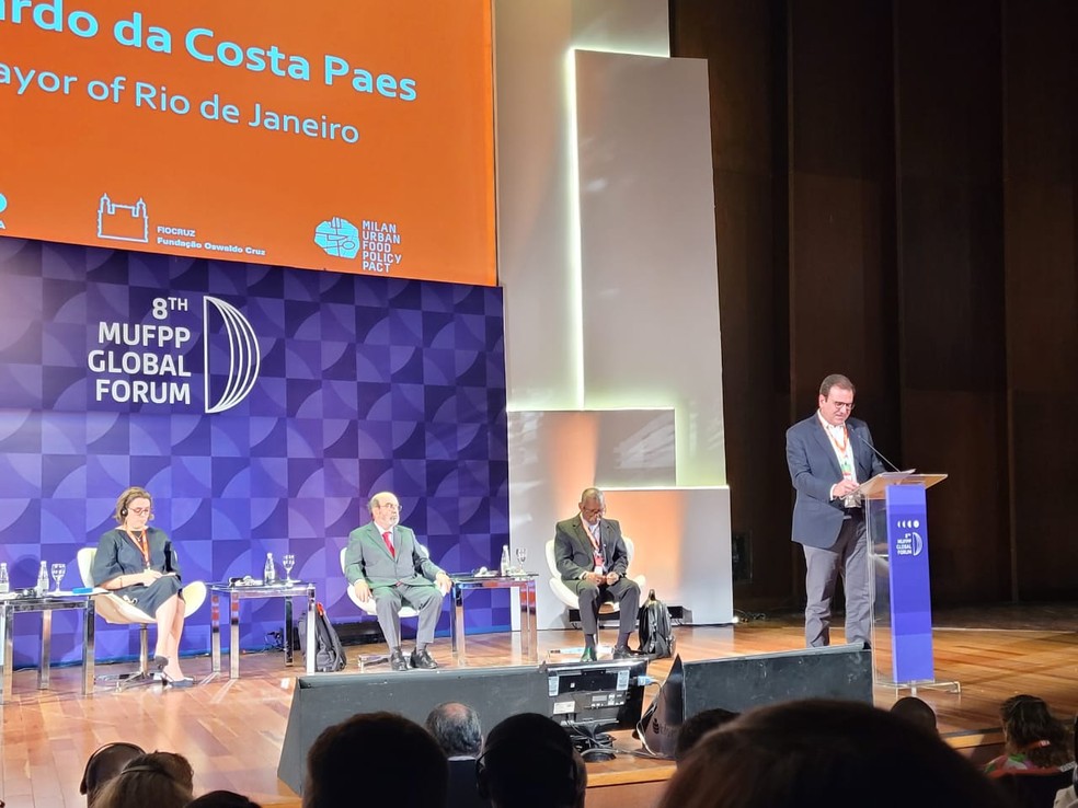 Eduardo Paes no 8º Fórum Global do Pacto de Milão para Política de Alimentação Urbana — Foto: Cristina Boeckel/g1
