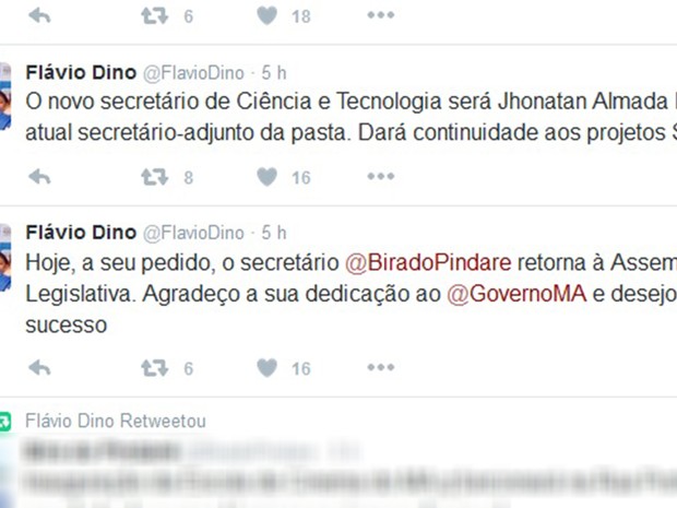 Flávio Dino anunciou mudança  na pasta de Ciência e Tecnologia no Twitter (Foto: Reprodução/Twitter: @FlavioDino)