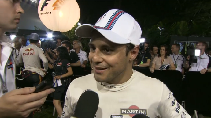 Felipe Massa mostra bom humor ao falar de quinto lugar em GP de Cingapura (Foto: Reprodução)