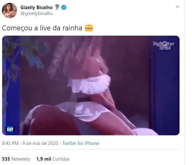 Gizelly Bicalho comenta live de Marilia Mendonça (Foto: Reprodução/Twitter) Gizelly Bicalho comenta live de Marilia Mendonça (Foto: Reprodução/Twitter)