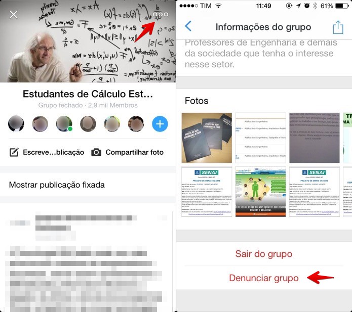 Denunciando um grupo no Facebook Groups (Foto: Reprodução/Helito Bijora) Denunciando um grupo no Facebook Groups (Foto: Reprodução/Helito Bijora)