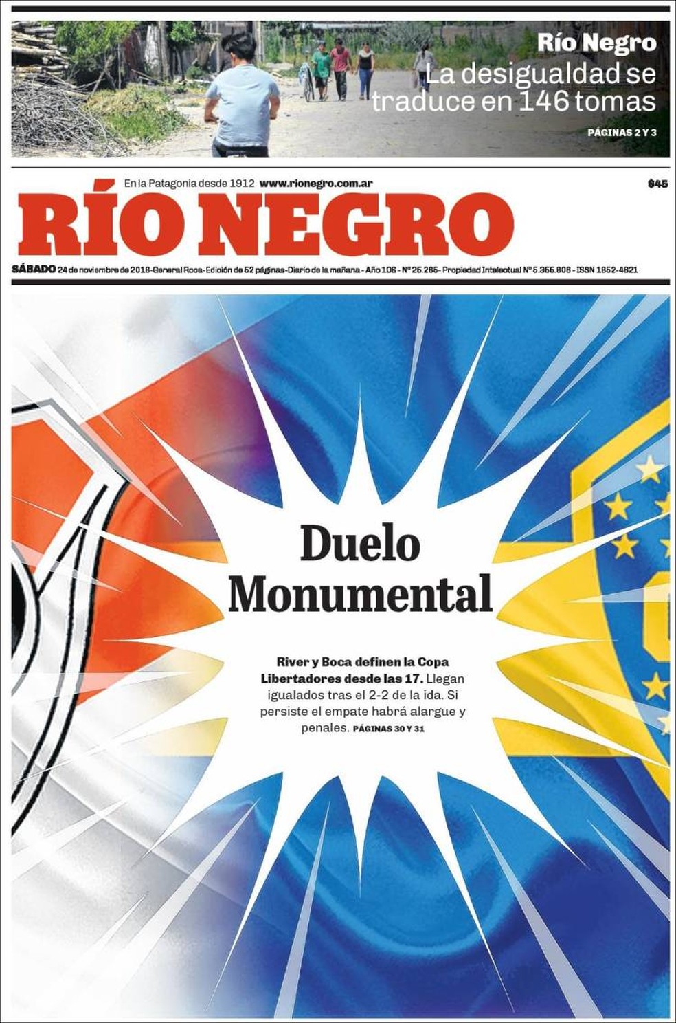 Capa RÃ­o Negro final Libertadores â€” Foto: ReproduÃ§Ã£o