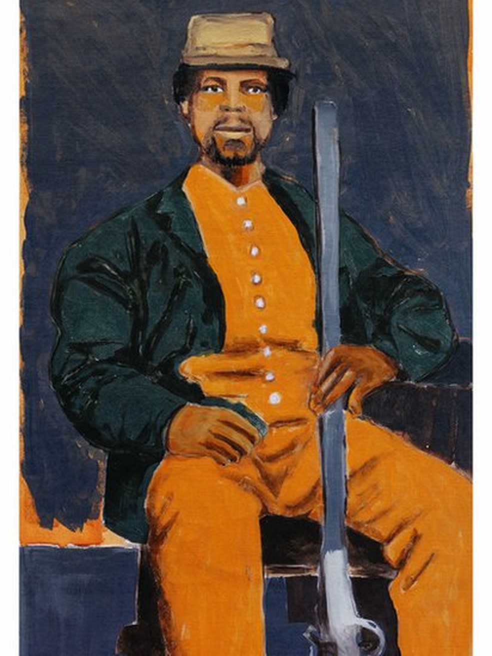 Pintura em homenagem a Mundrucu feita em 2020 pelo artista Moisés Patrício para o livro Enciclopédia Negra — Foto: Moisés Patrício/Companhia das Letras