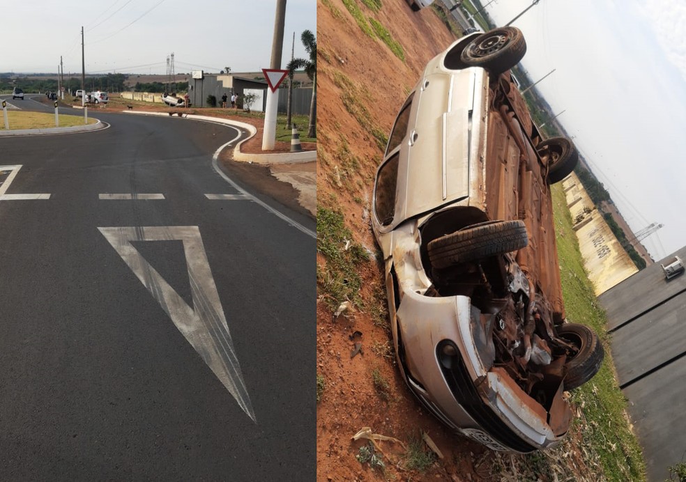 Segundo a PM, motorista perdeu o controle da direção ao fazer uma rotatória em Assis — Foto: The Brothers/Divulgação